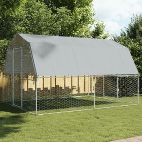 Bird Cage with Roof and Door Silver Galvanized Steel
