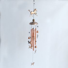 1pc Vintage Metal Butterfly Turtle Iron Owl Animal Wind Chime Home Courtyard Living Room Decoration Copper Outdoor Hanging Ornament (STYLE: Horse)