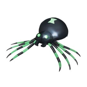 Halloween Inflatable Spider for Outdoor Decorate (Color: Black & Green, Type: Holiday Decor)